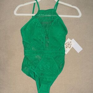 BECCA swim Lace Halter One-Piece Swim suit